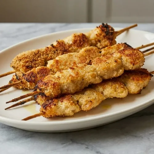 Golden Garlic Parmesan Chicken Skewers prepared with the cold-hydration set for extra juiciness.