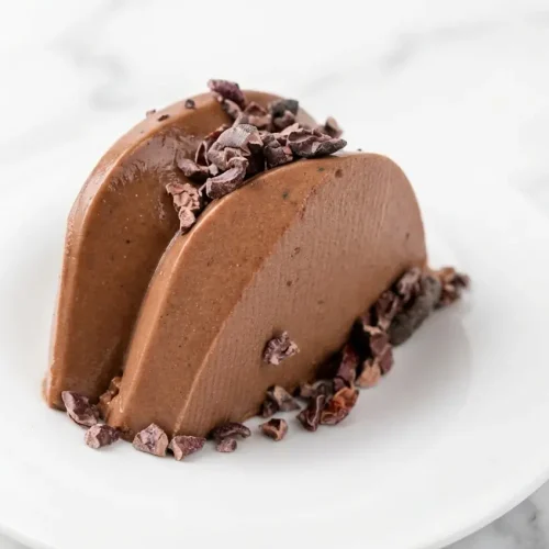 Immersion-blended high protein gelatin dessert featuring a smooth chocolate texture with espresso powder and sea salt.