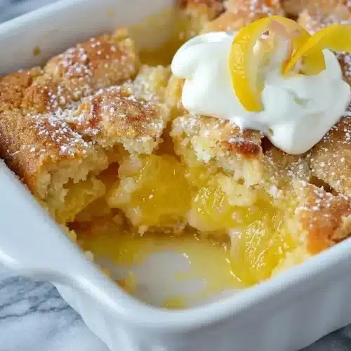 Golden Magic Lemon Cobbler featuring toasted browned butter and cardamom with perfectly caramelized edges.