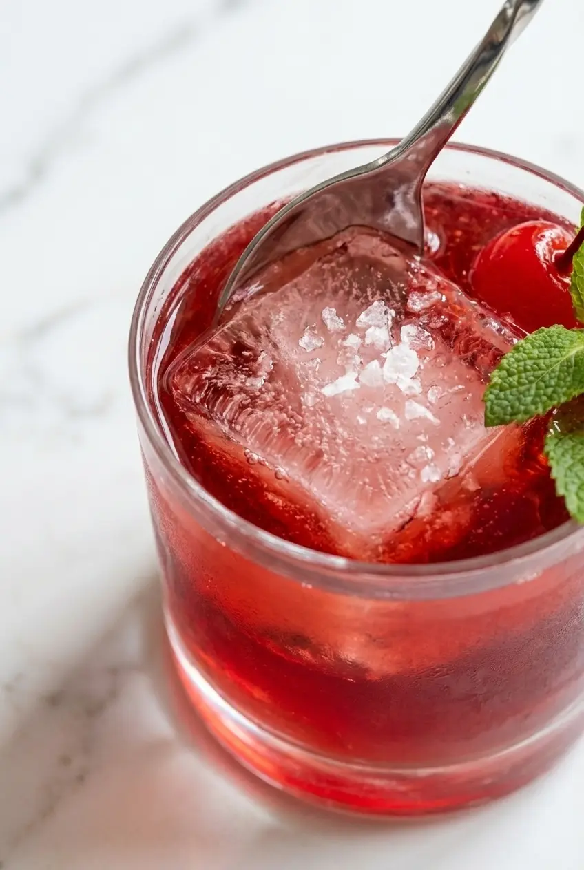Shaking the perfect Azalea Cocktail Recipe in a chilled cocktail shaker with fresh ice.