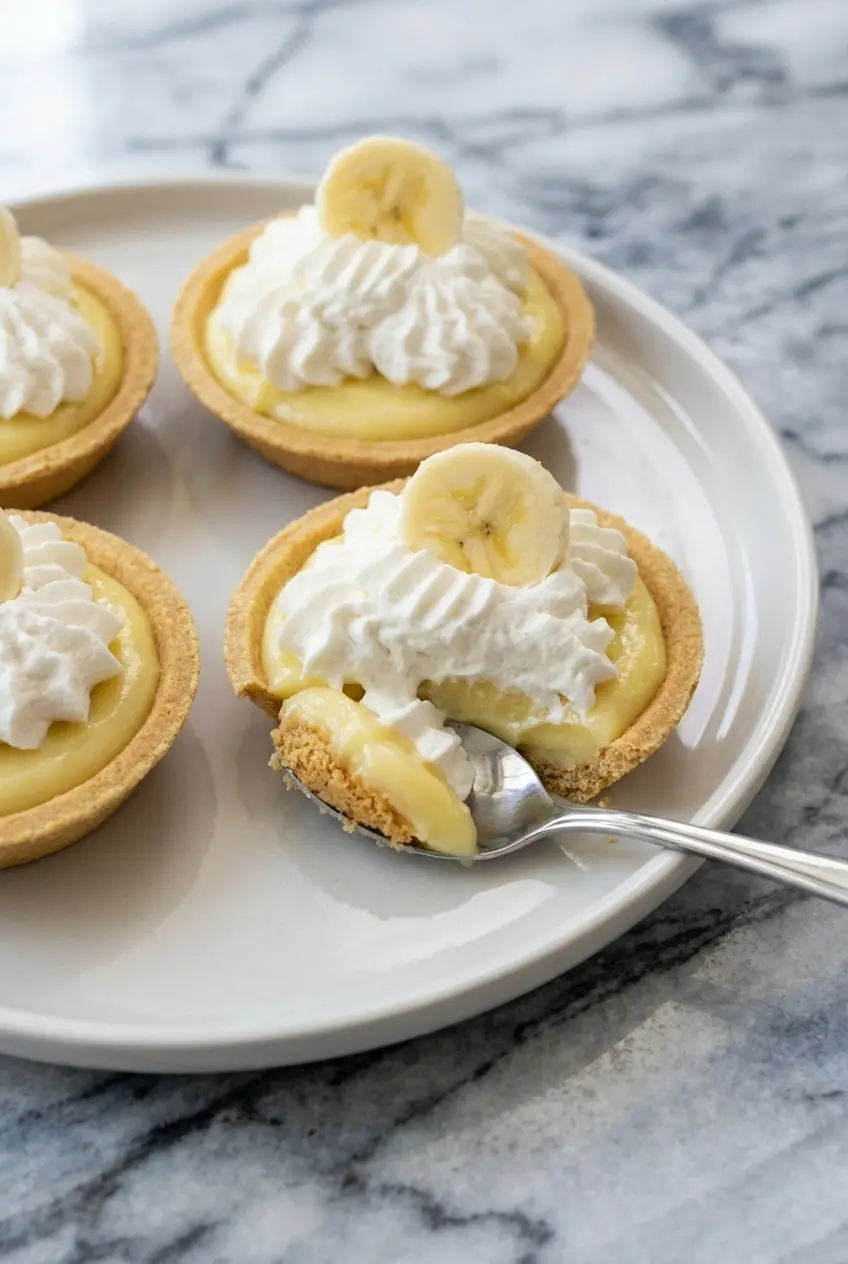 Luscious pastry cream filling for mini banana cream pies being whisked to a smooth consistency.
