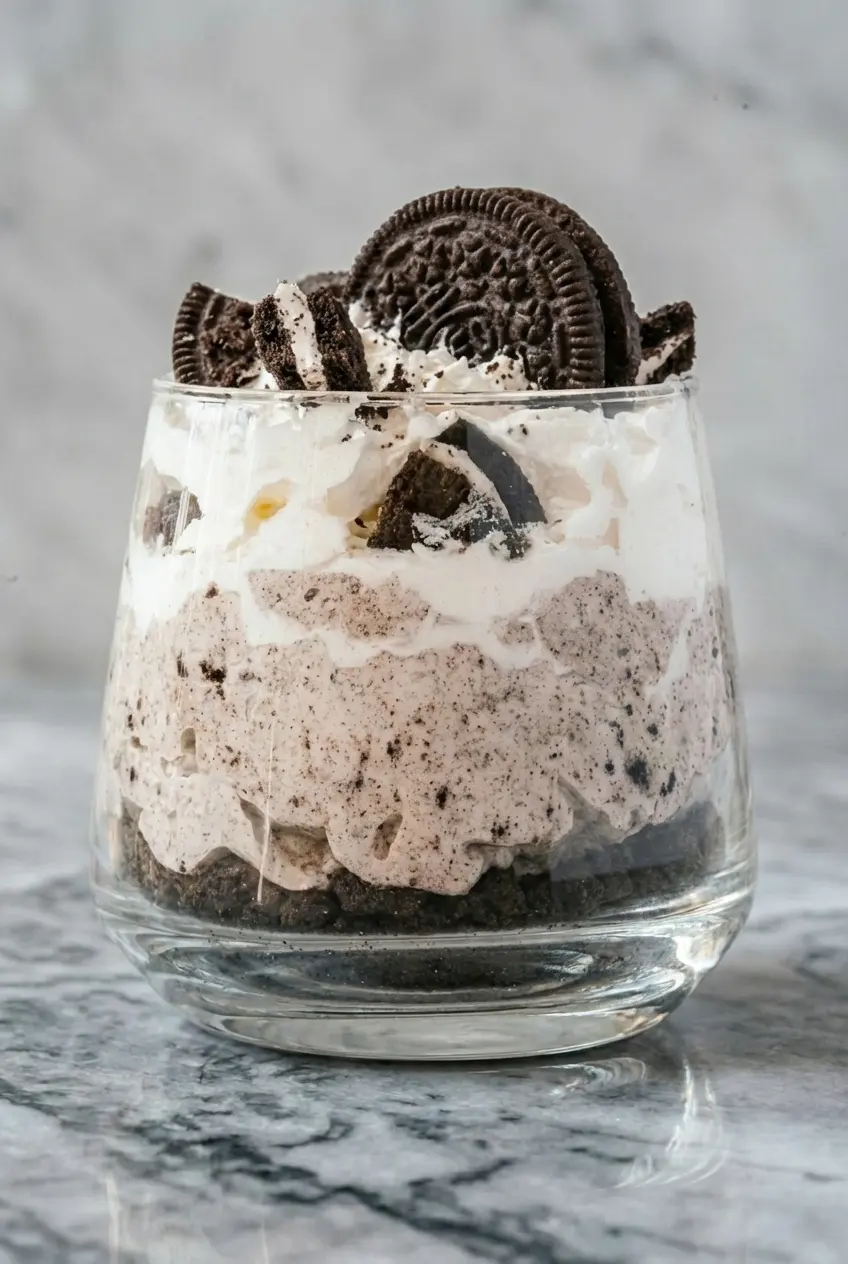 Whipping cream to stiff peaks for Cookies and Cream Mousse Cups to ensure a light and airy texture.