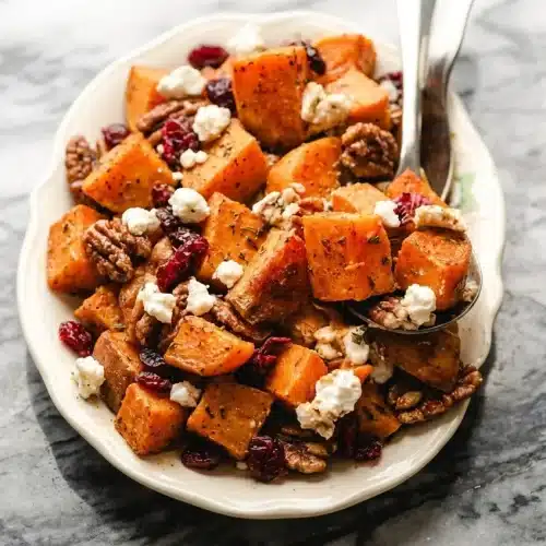 Roasted sweet potatoes and goat cheese topped with nutty brown butter and crispy sage leaves.