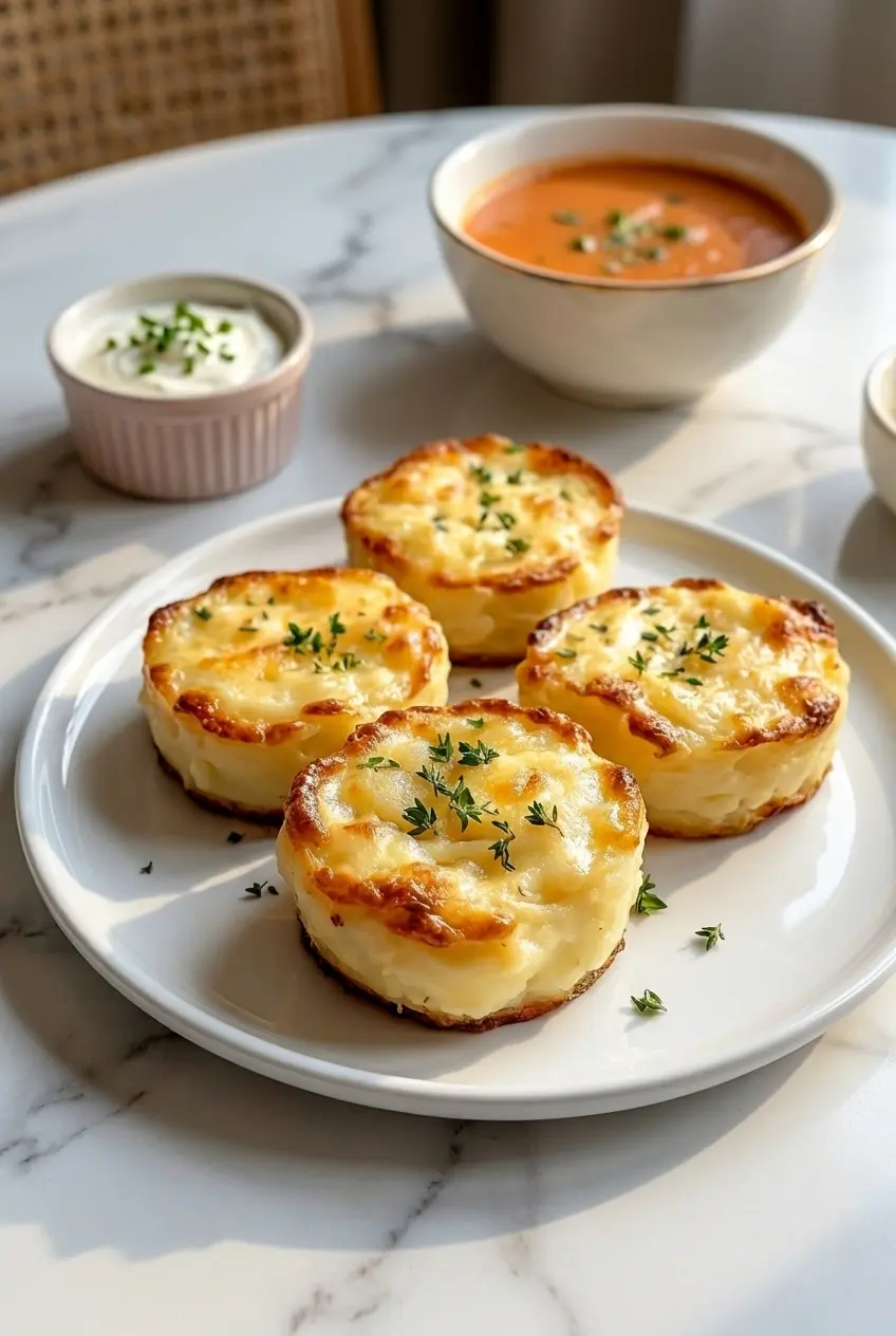 Cheesy Mashed Potato Puffs arranged on a platter for meal prep, ready to be enjoyed as a comforting finger food.