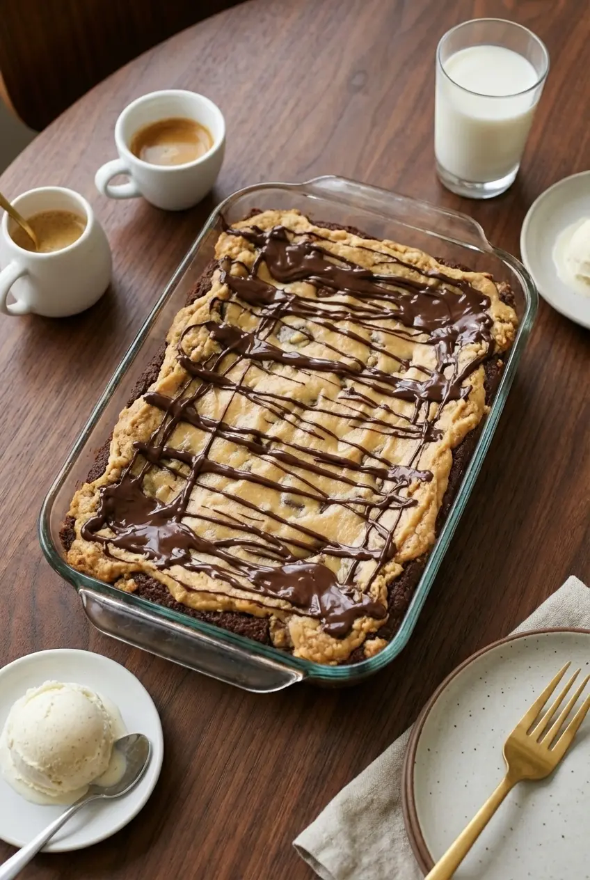A slice of Chocolate Peanut Butter Ooey Gooey Butter Cake served on a plate for a cozy dessert occasion.