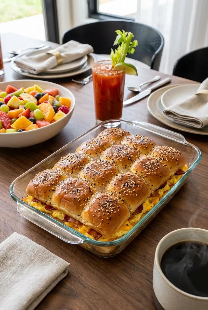 A plate of Crack Breakfast Sliders ready for serving as a quick and easy breakfast meal prep option.