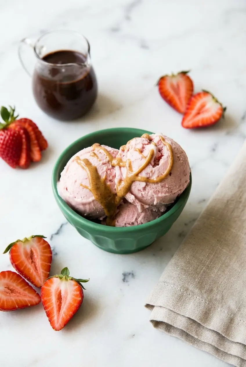 Two bowls of High Protein Cottage Cheese Ice Cream served with fresh toppings ready to be enjoyed as a guilt-free treat.
