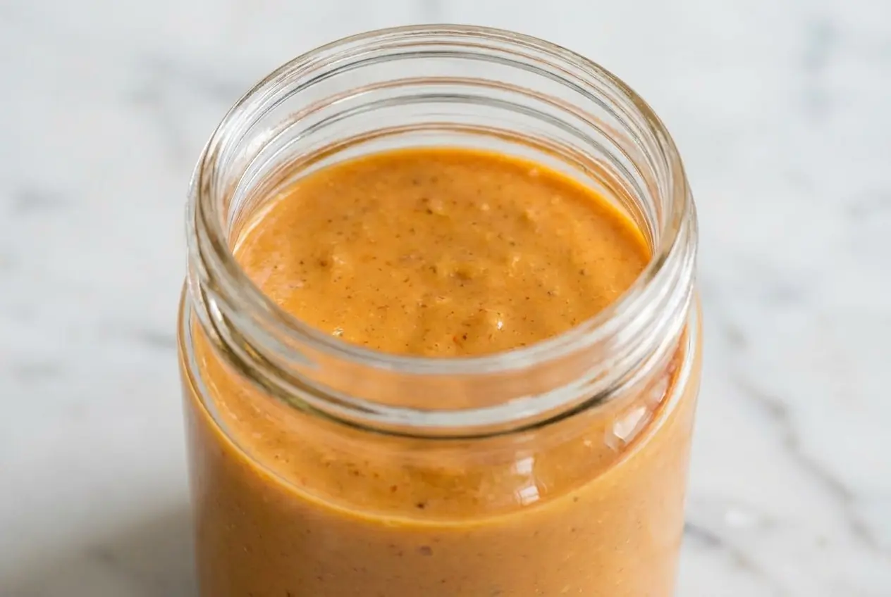 Creamy tram sauce recipe made with rich Kewpie mayonnaise and palm sugar in a small dipping bowl.