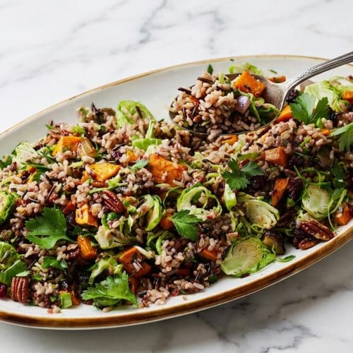 Nutty wild rice pilaf recipe finished with the aromatic Bloom and Broth brown butter technique.