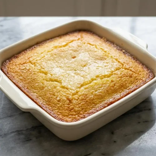 A golden brown French Butter Cake with a crackled sugar crust, made with nutty beurre noisette for a richer flavor.