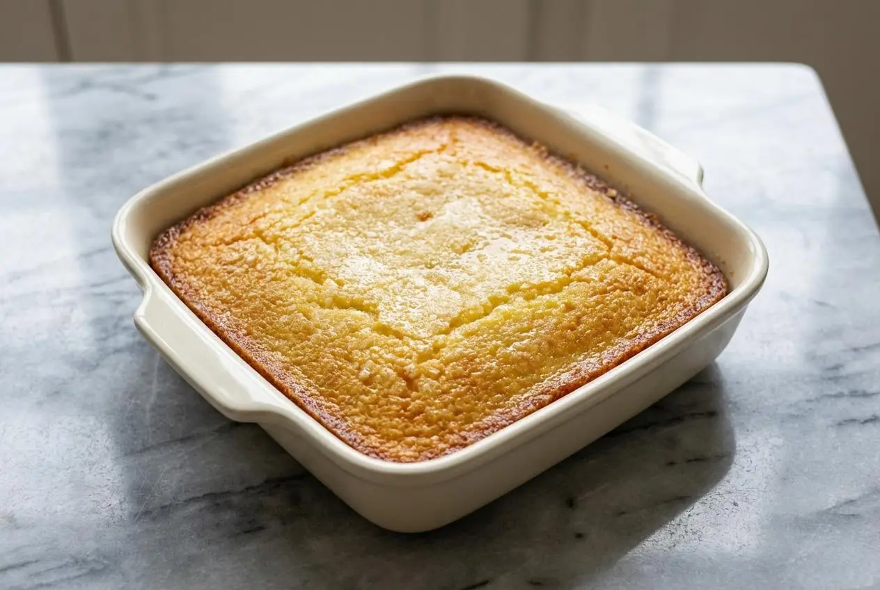 A golden brown French Butter Cake with a crackled sugar crust, made with nutty beurre noisette for a richer flavor.