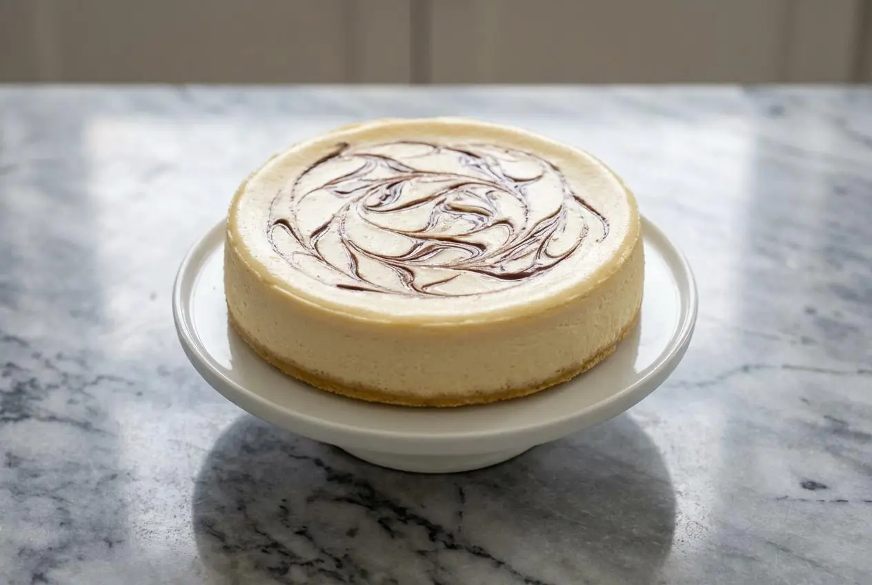 A slice of creamy protein cheesecake on a plate, with a smooth texture from cottage cheese and a golden almond flour crust.