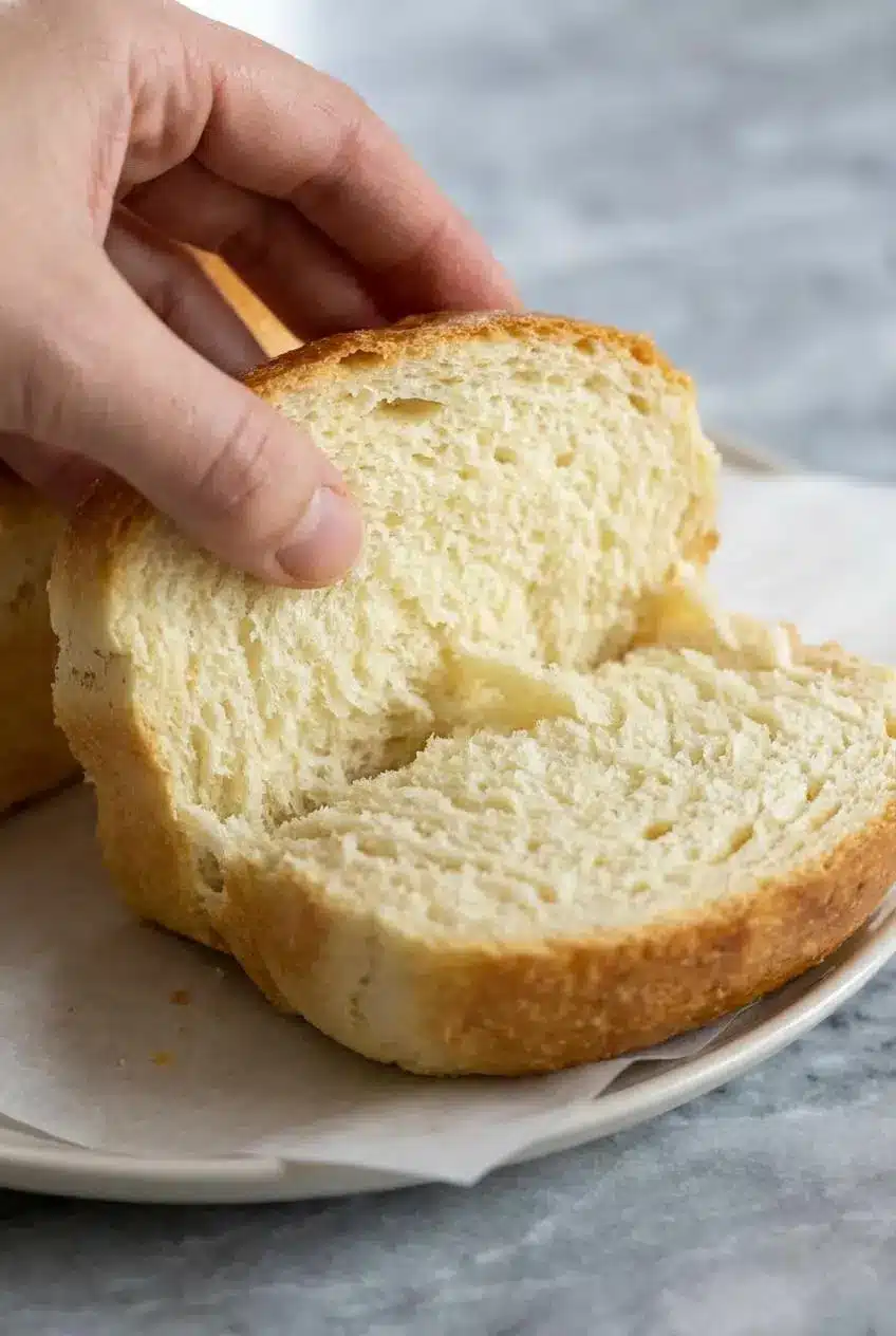 Folding glossy, stiffly beaten egg whites into the batter to create the light and airy texture of zero carb yogurt bread.
