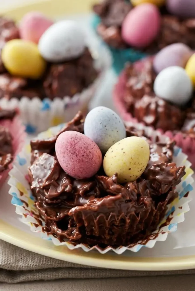Chocolate Easter egg nest cakes