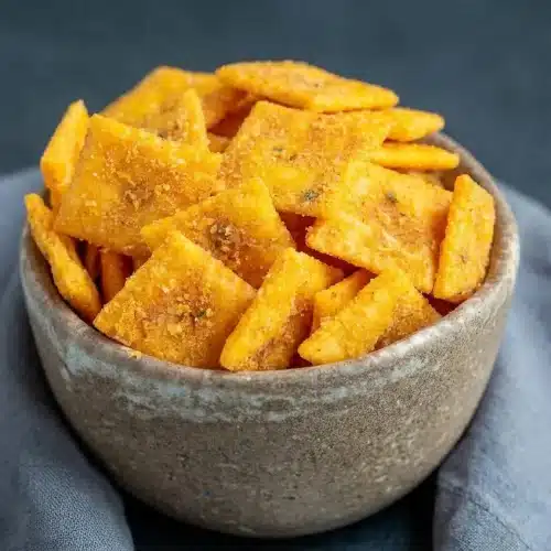 Golden Firecracker Cheez-Its with a zesty cayenne and ranch coating.