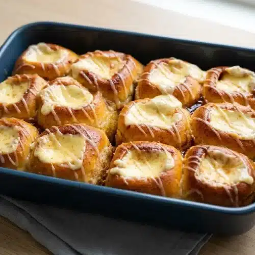 Baked King's Hawaiian Cheesecake Danish with a golden-brown crust and a creamy cream cheese filling.