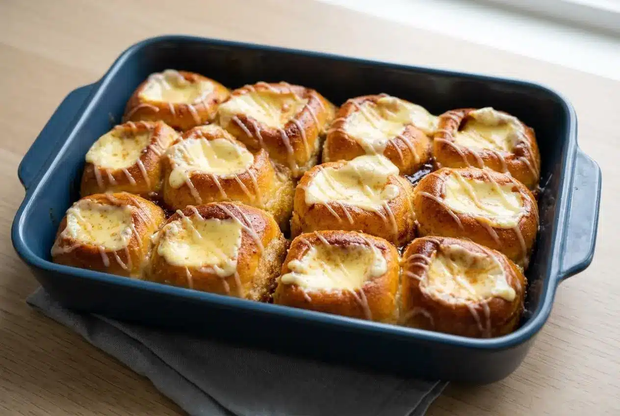 Baked King's Hawaiian Cheesecake Danish with a golden-brown crust and a creamy cream cheese filling.
