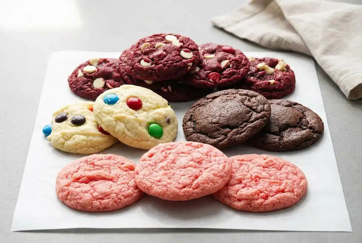 Soft chewy cake mix cookies recipe with golden edges and tender crinkled centers on a cooling rack