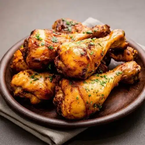 Baked chicken legs with golden crispy skin and savory smoked paprika seasoning.