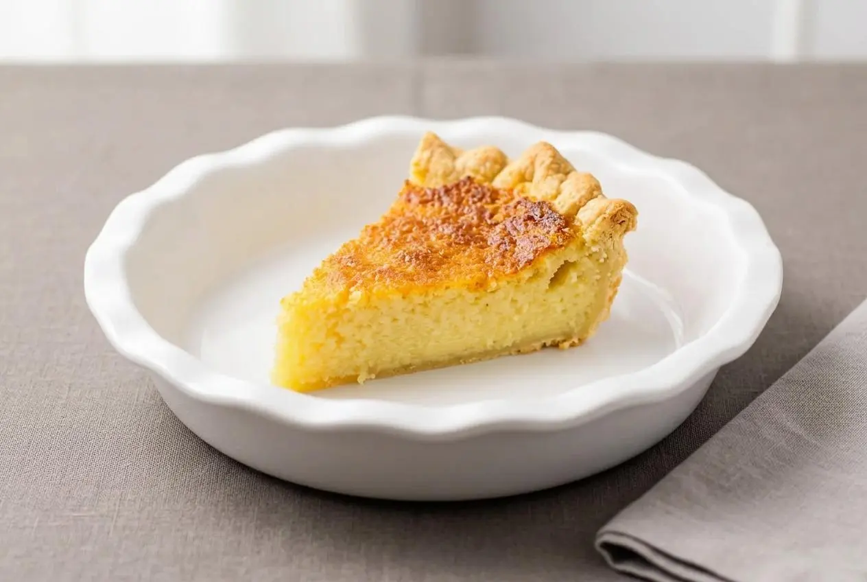 Freshly baked buttermilk pie with a delicate golden top crust and silky custard center.