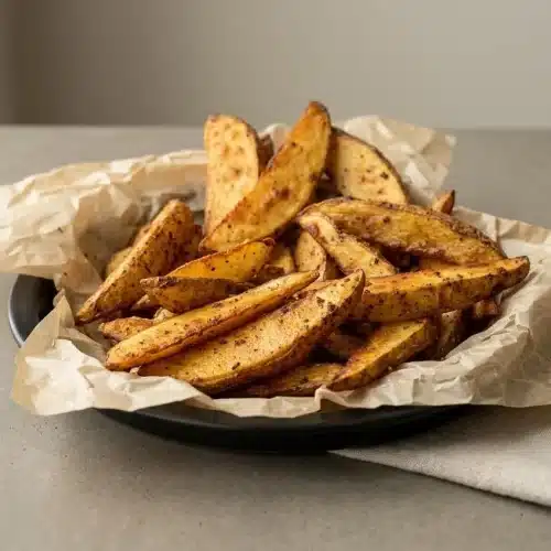 Steak fries with crispy golden-brown edges and tender, fluffy potato centers.