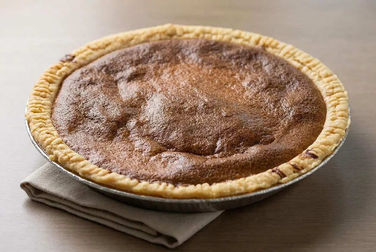 Baked egg pie recipe with silky custard and a deeply caramelized golden brown bakery style top.