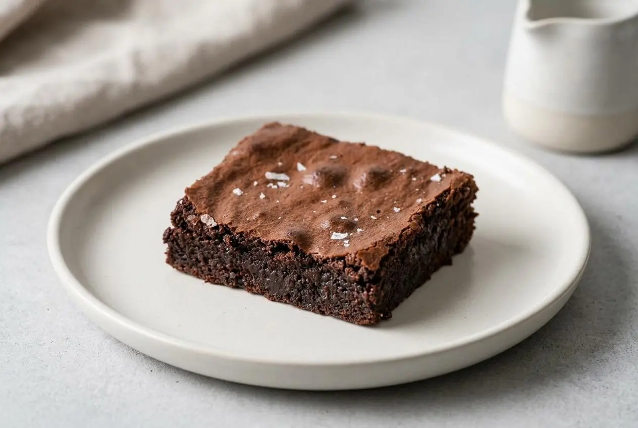 Fudgy gluten free brownie recipe squares with a shiny crackly crust and chewy chocolate centers.