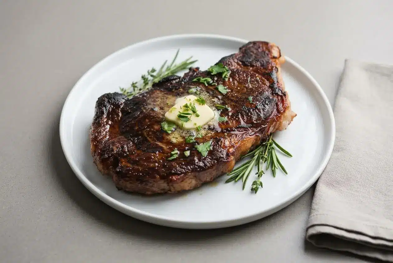Sliced sous vide steak recipe showcasing juicy edge-to-edge medium-rare doneness and a crisp browned crust.