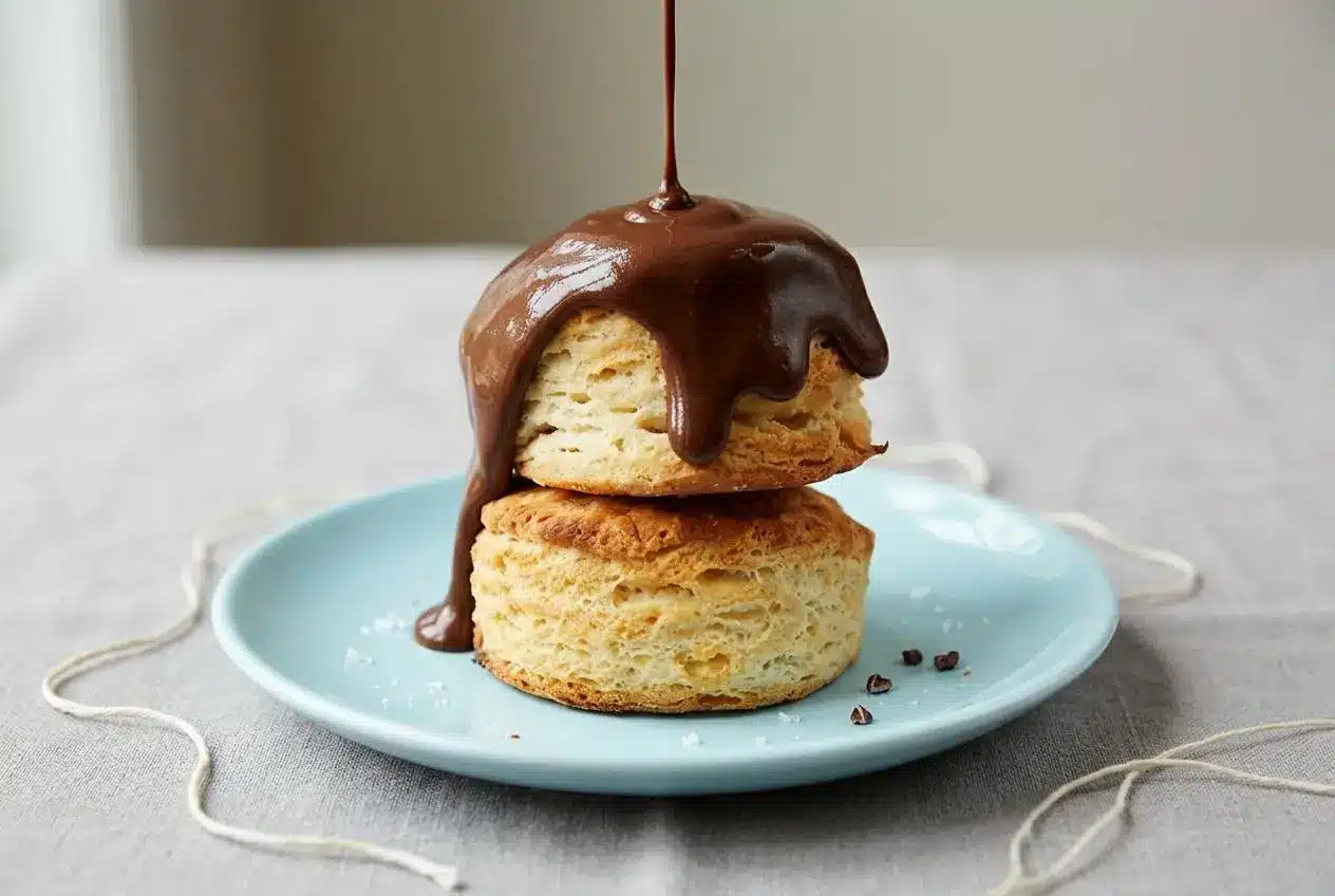 Rich, glossy chocolate gravy recipe served warm in a ceramic bowl with a velvety finish.