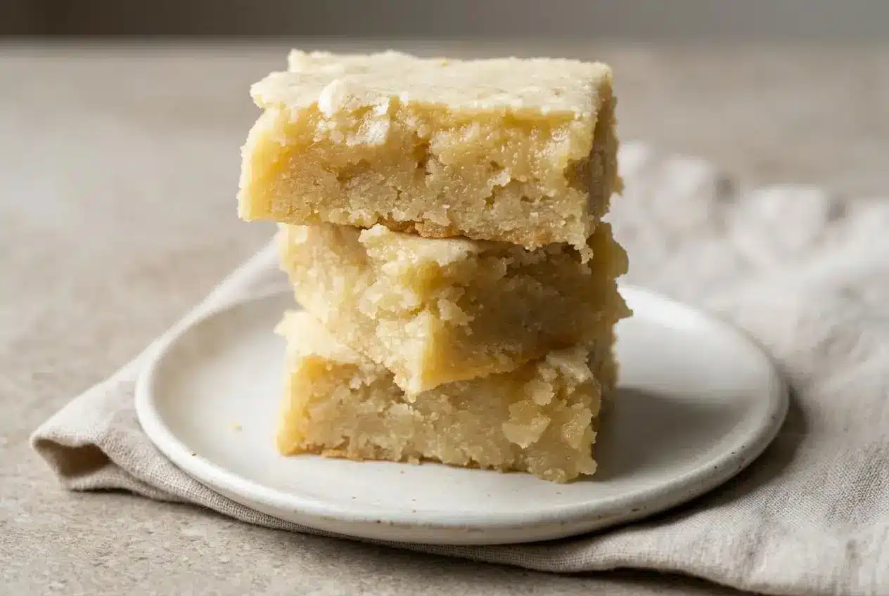 Almond bars recipe baked into chewy squares with golden sliced almonds and powdered sugar