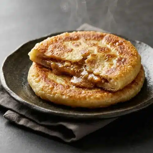 hotteok recipe finished dish with a golden topping