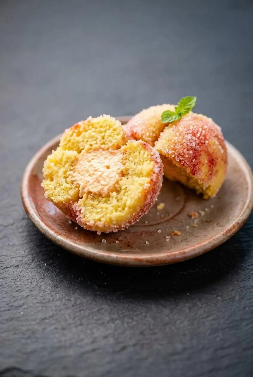 italian peach cookies close-up showing texture and finished topping