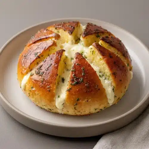 Golden baked korean cream cheese garlic bread with a custardy herb crust and rich cream cheese center.